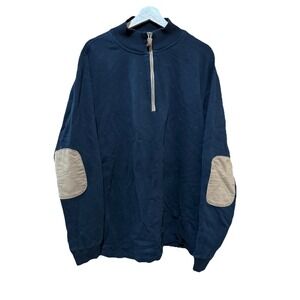 Woolrich Mens Black 1/4 Zip Mock Neck Elbow Pads Sweater Sweatshirt Size XL EUC‎